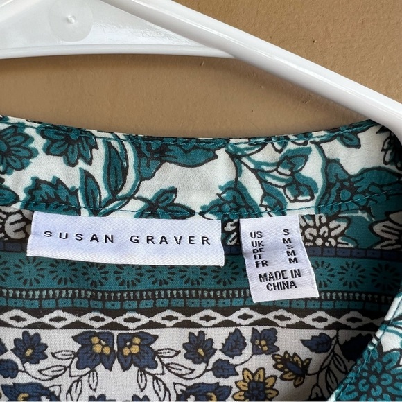 Susan Graver Boho Floral Sheer Tunic Top - Size Small - Picture 3 of 4